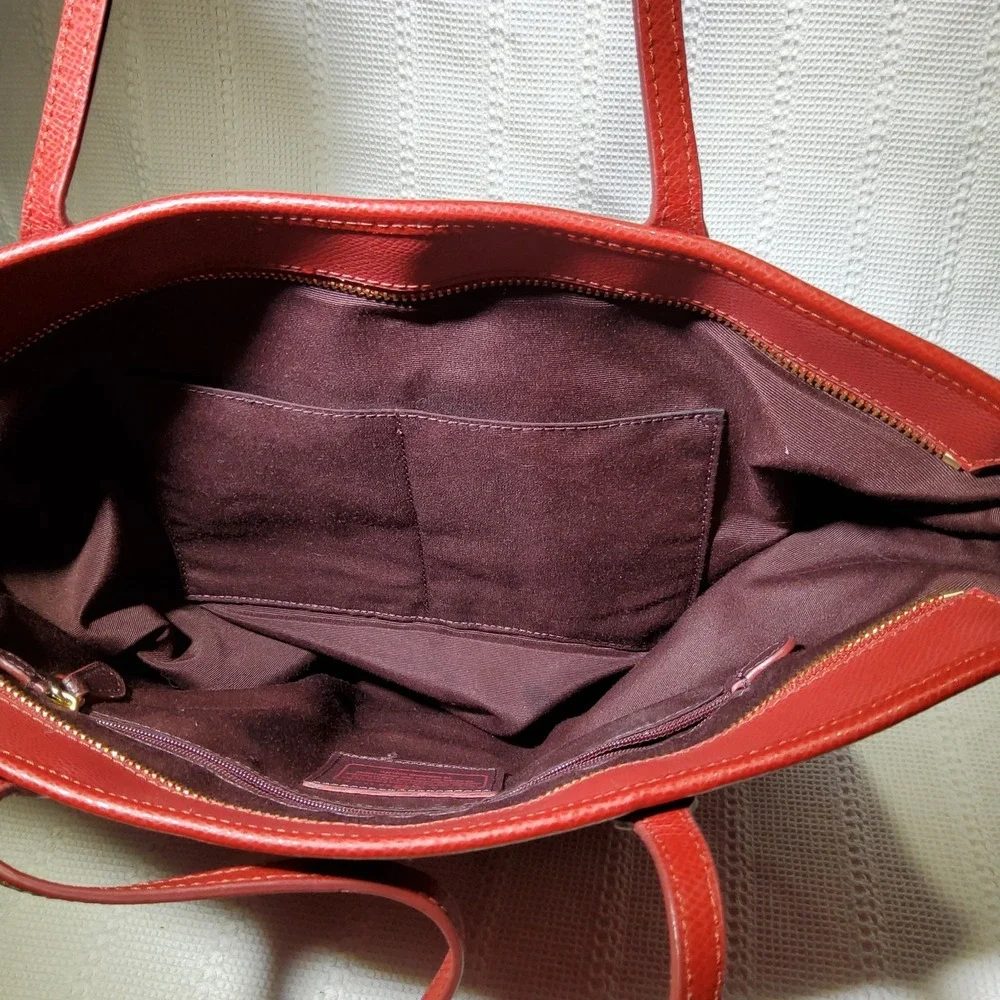 Coach City Tote‎ Crossgrain Leather F83857 True Red Zip Top Shoulder Bag Purse